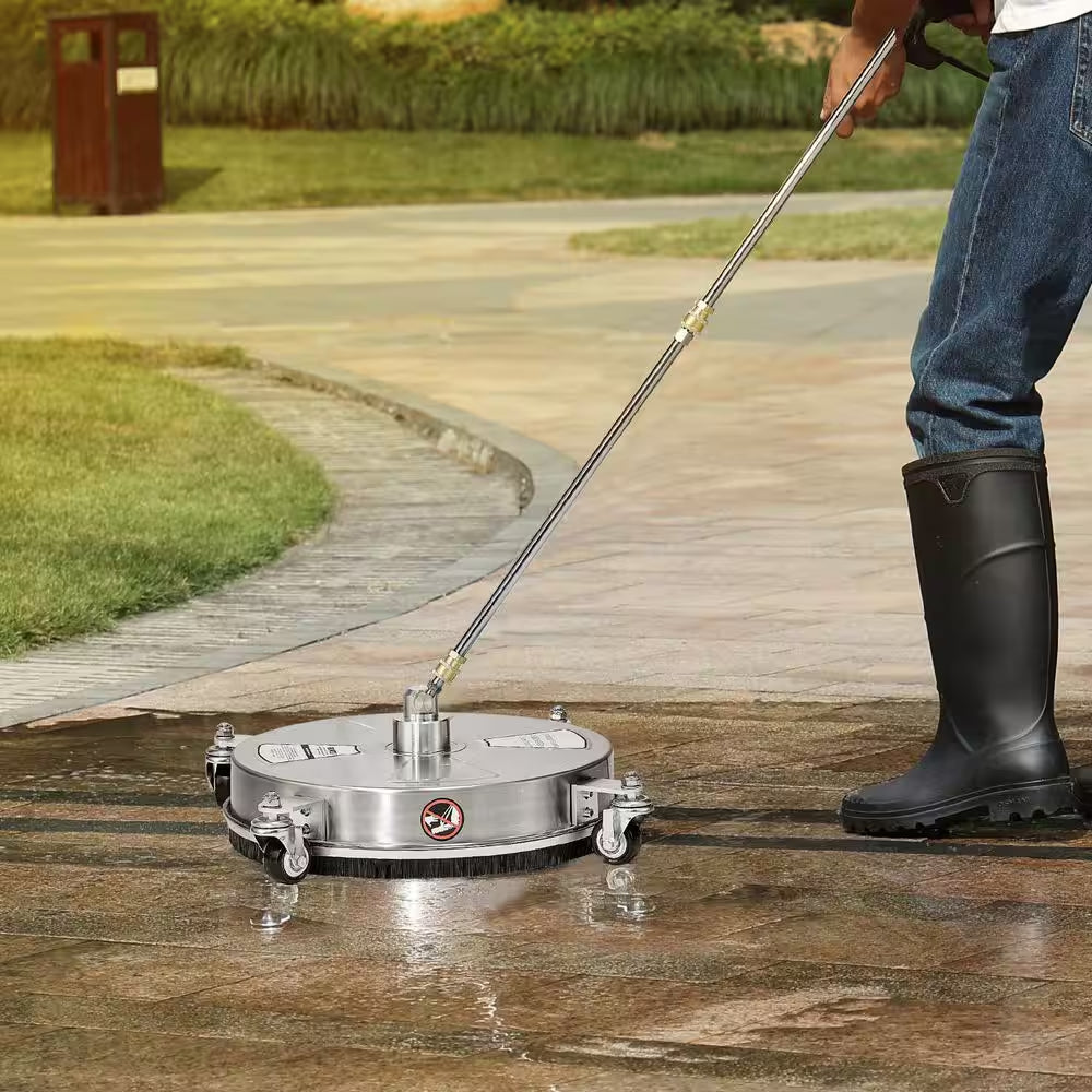 Pressure Washer Surface Cleaner 15 In. Stainless Steel Pressure Washer Surface Cleaner with 4-Wheels, Max 4000 PSI