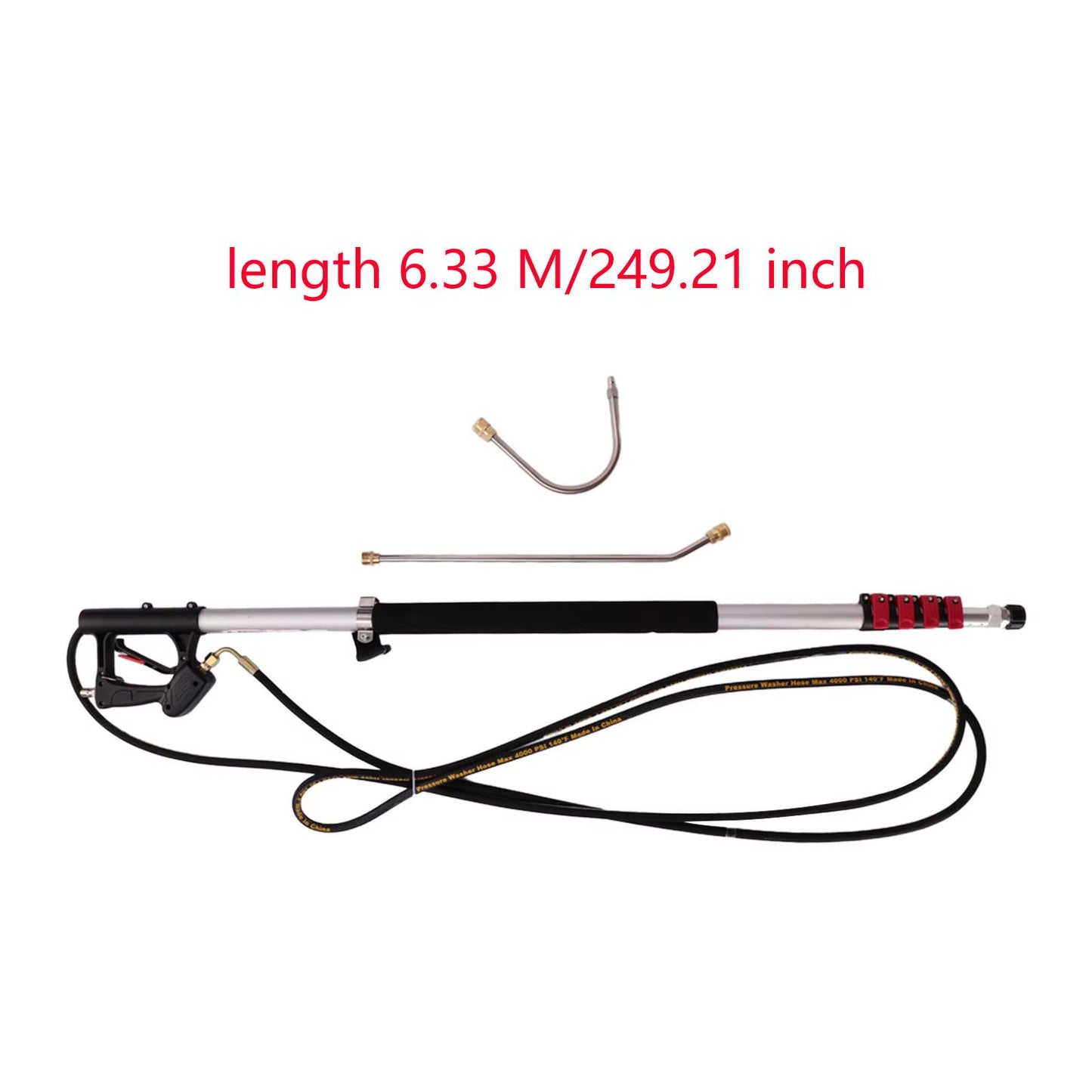 Aluminum Telescopic Lance Pressure Washer Wand 6.33M Quick Connect High Pressure Cleaner Tool for Roof Car