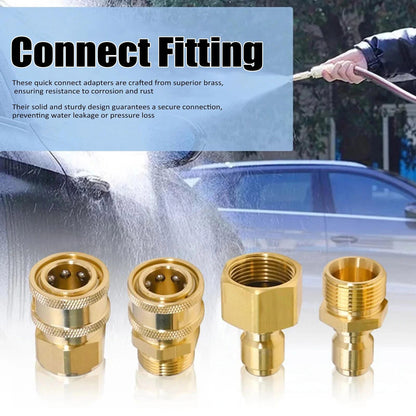 4PCS Pressure Washer Adapter Set Quick Disconnect Kit M22 Swivel 3/8'' Connects
