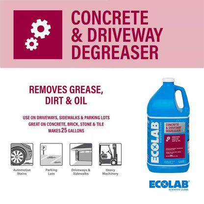 1 Gal. Concrete and Driveway Degreaser Concentrate Pressure Wash, Dissolves Grease and Buildup on Brick and Tile