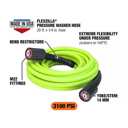 1/4 In. X 25 Ft. 3100 PSI Pressure Washer Hose with M22 Fittings