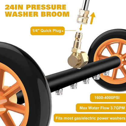 Pressure Washer Surface Cleaner Water Broom under Car Chassis Floor Wash 4000PSI Power Washer Attachment for Car Deck Garden