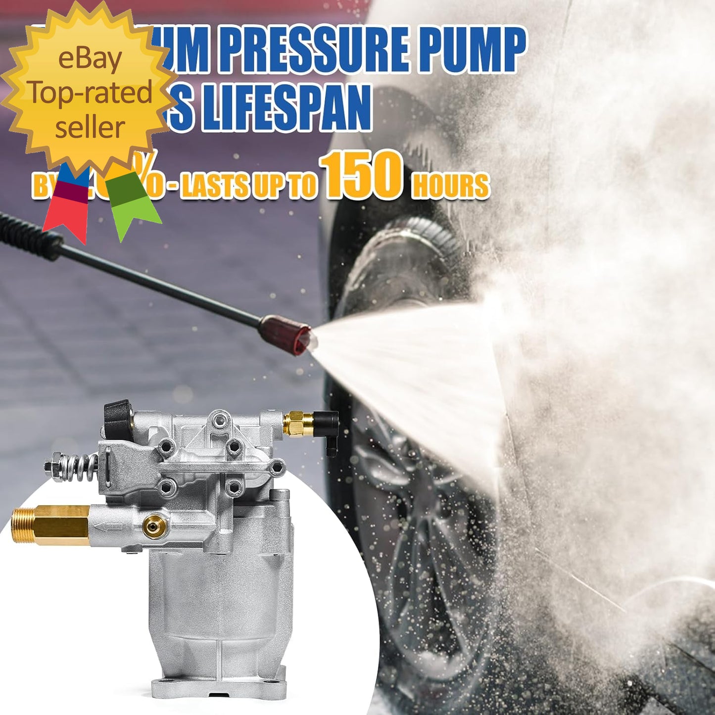 3/4" Shaft Horizontal Pressure Washer Pump 2600-3300 PSI 2.5 GPM Power Wash