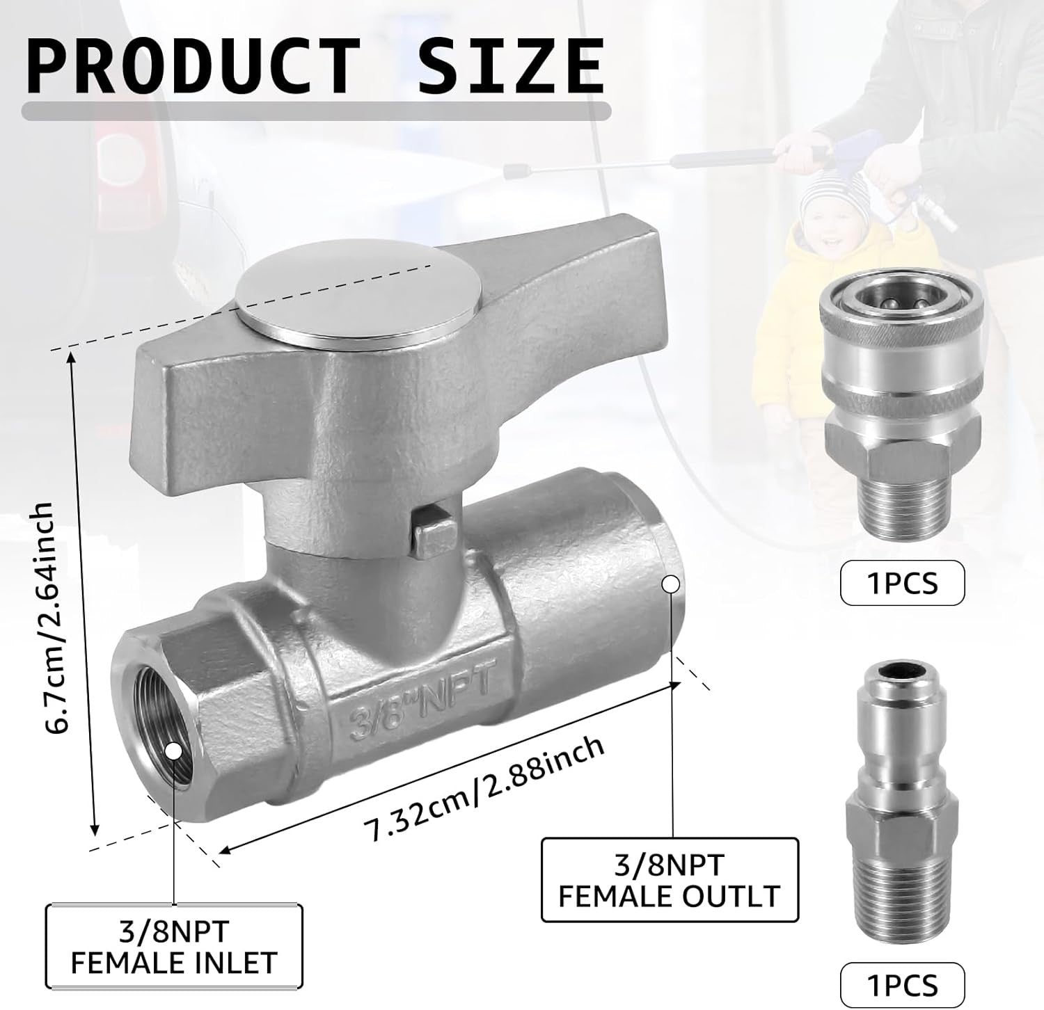 Ball Valve Pressure Washer 3/8" Quick Connect Ball Valve for Power Washer Hos...