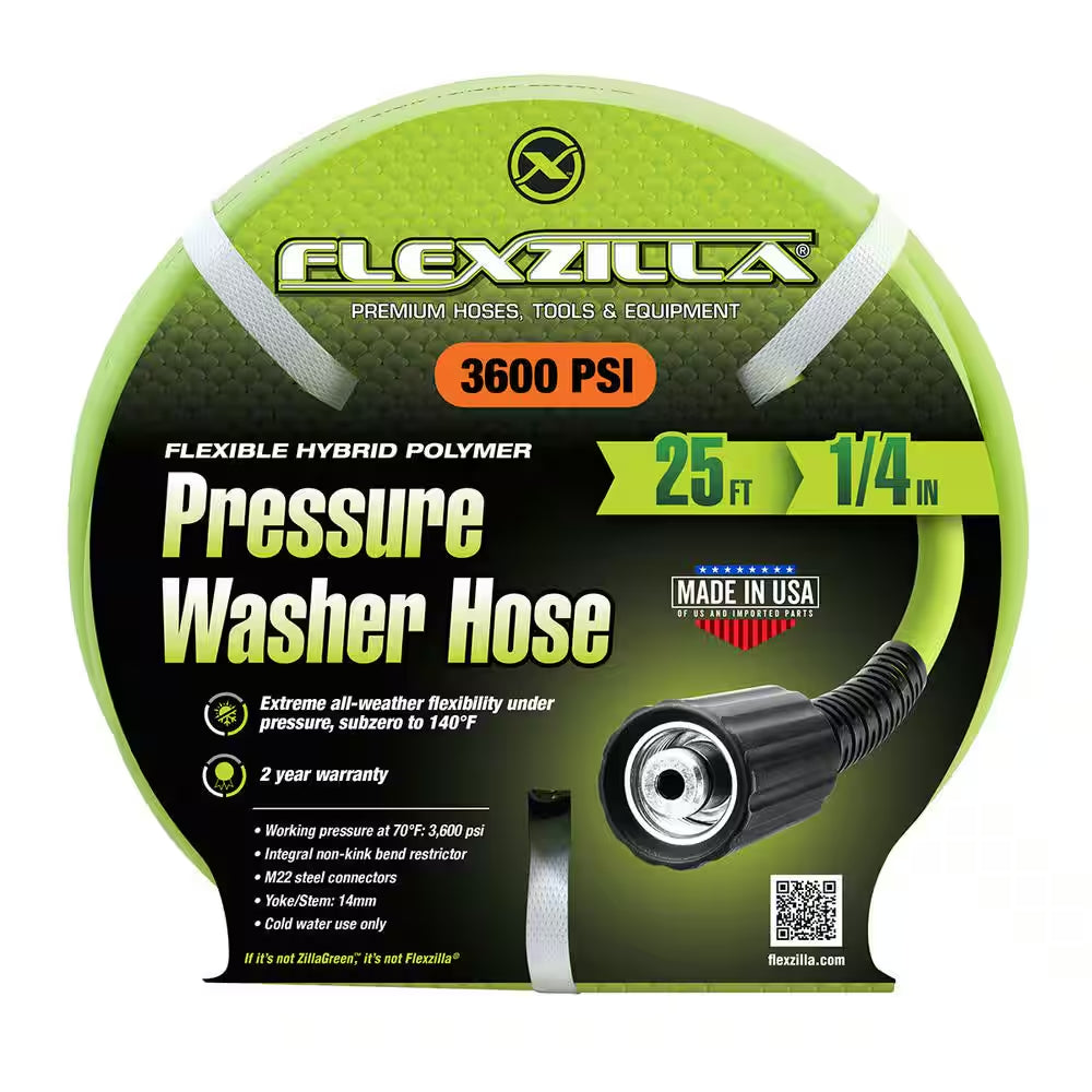 1/4 In. X 25 Ft. 3600 PSI Pressure Washer Hose with M22 Fittings