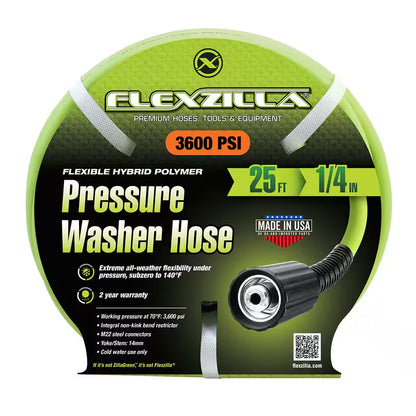 1/4 In. X 25 Ft. 3600 PSI Pressure Washer Hose with M22 Fittings