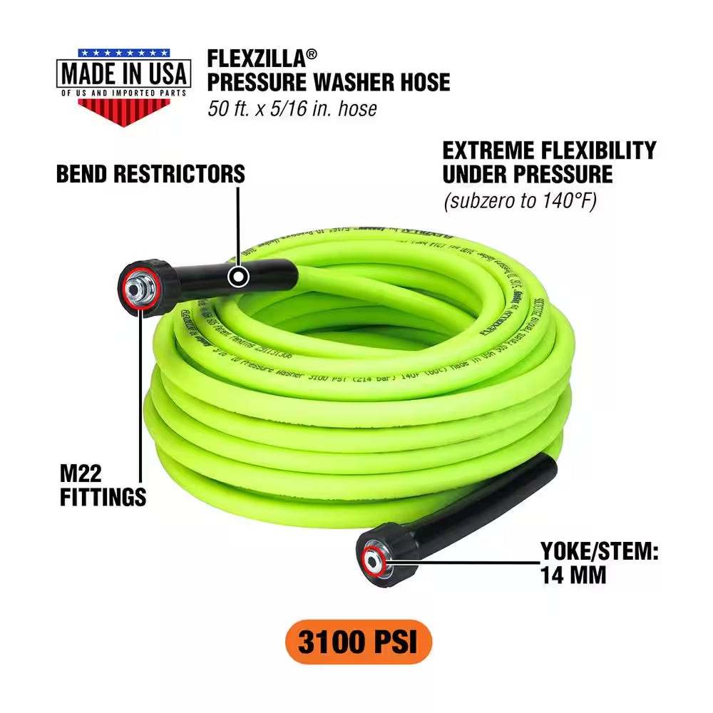 5/16 In. X 50 Ft. 3100 PSI Pressure Washer Hose with M22 Fittings