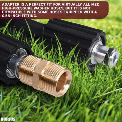 Pressure Washer Hose Connector M22 14Mm Pressure Washer Hose Coupler 4500 PSI Heavy Duty Brass Quick Connect and No Leak Design Easy & Secure Installation for Home & Professional Use