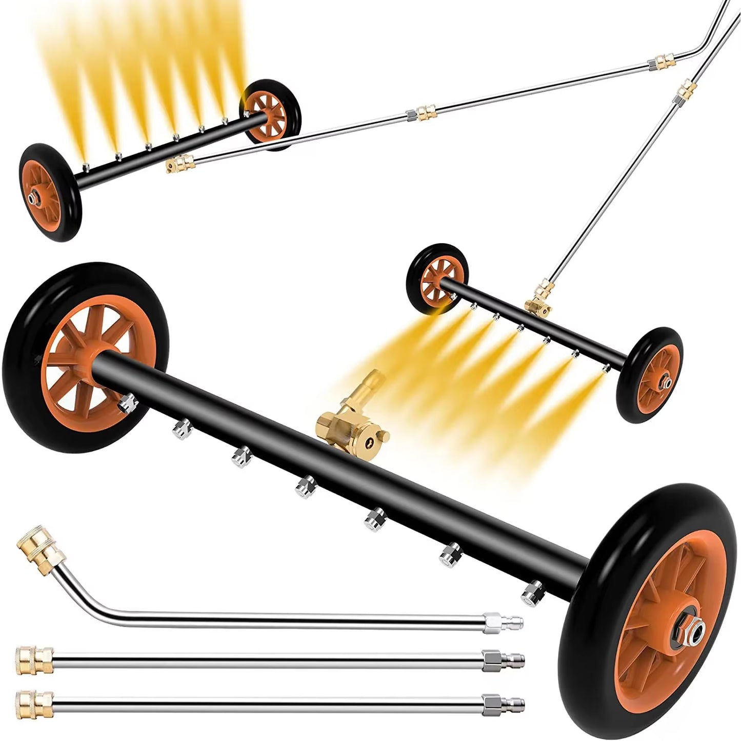Pressure Washer Surface Cleaner Water Broom under Car Chassis Floor Wash 4000PSI Power Washer Attachment for Car Deck Garden