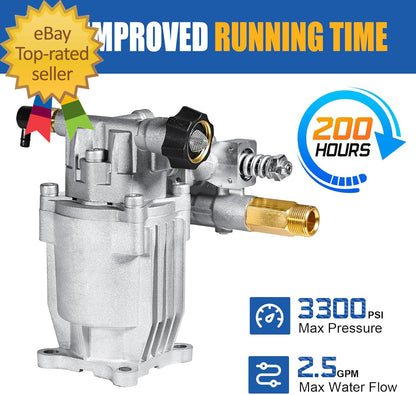 3/4" Shaft Horizontal Pressure Washer Pump 2600-3300 PSI 2.5 GPM Power Wash