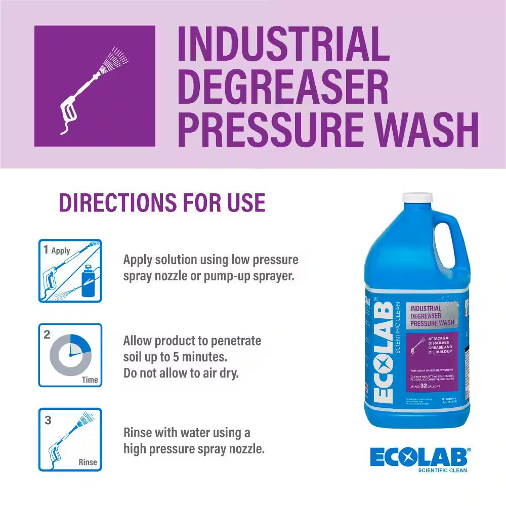 1 Gal. Industrial Degreaser Pressure Wash Concentrate, Advanced Cleaning for Commercial, Automotive and Equipment