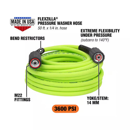 1/4 In. X 50 Ft. 3600 PSI Pressure Washer Hose with M22 Fittings