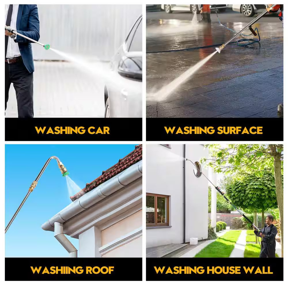 9 Pcs 4000 PSI Stainless Steel Pressure Washer Extension Wand, 1/4 " Quick Connect Power Washer Lance with 6 Nozzle Tips
