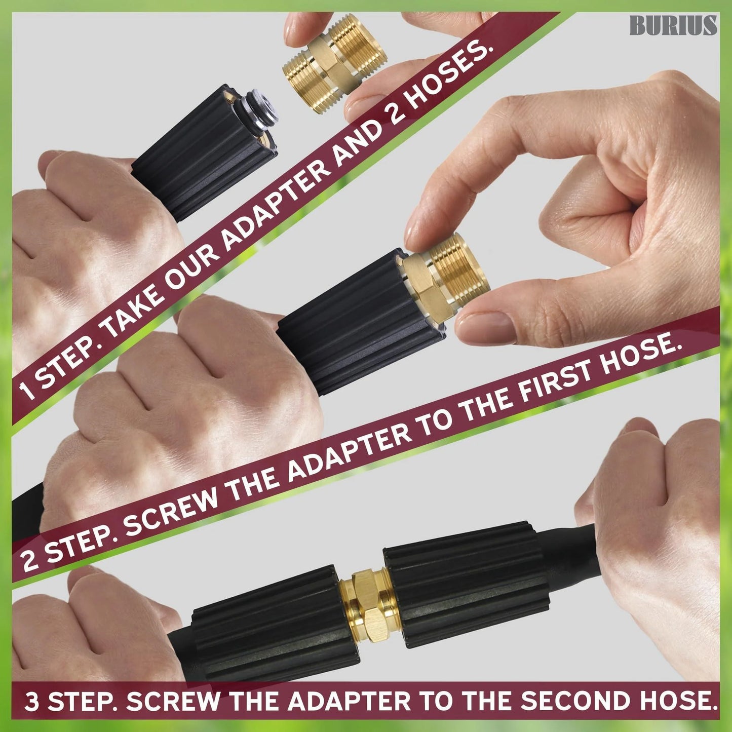 Pressure Washer Hose Connector M22 14Mm Pressure Washer Hose Coupler 4500 PSI Heavy Duty Brass Quick Connect and No Leak Design Easy & Secure Installation for Home & Professional Use