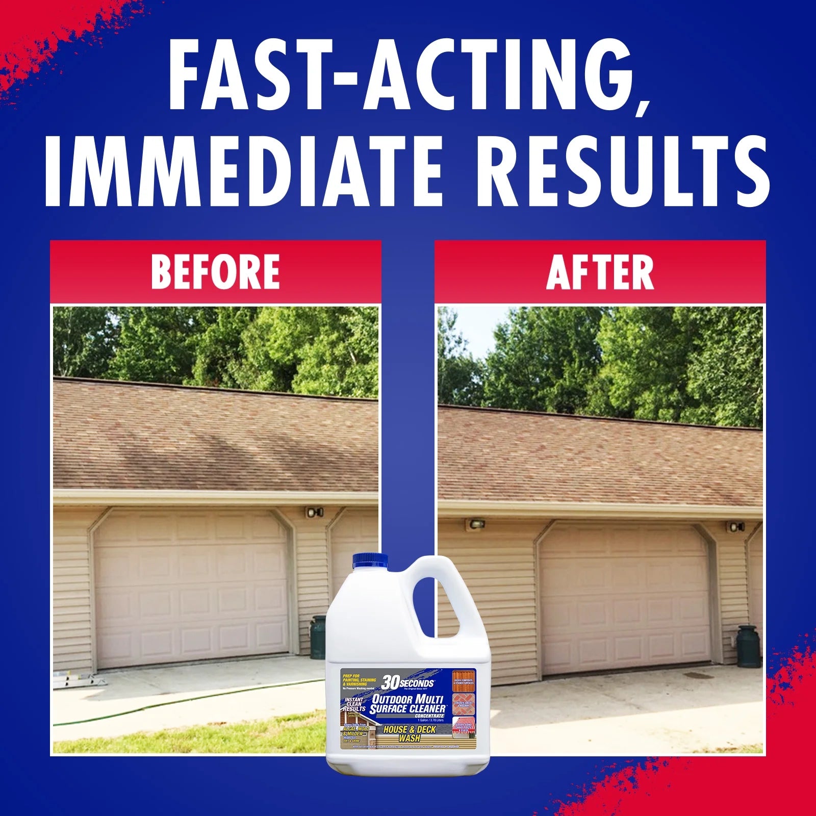 (2 Pack)  Outdoor Multi-Surface Cleaner Concentrate - Cleans Stains from Mildew, Mold & Algae, 1G