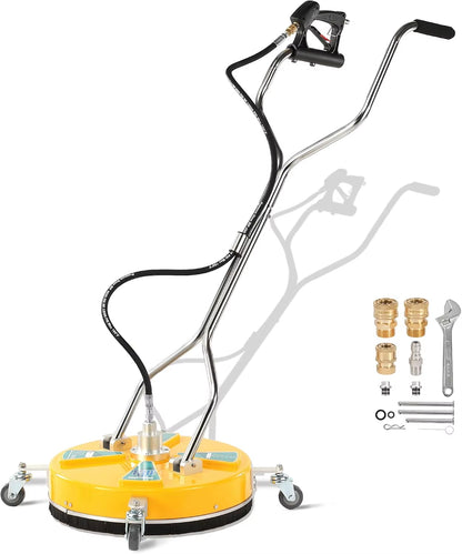 20'' Pressure Washer Surface Cleaner, 4500 PSI, Dual Handle with 4 Wheels for Driveways, Sidewalks, Patios, Decks