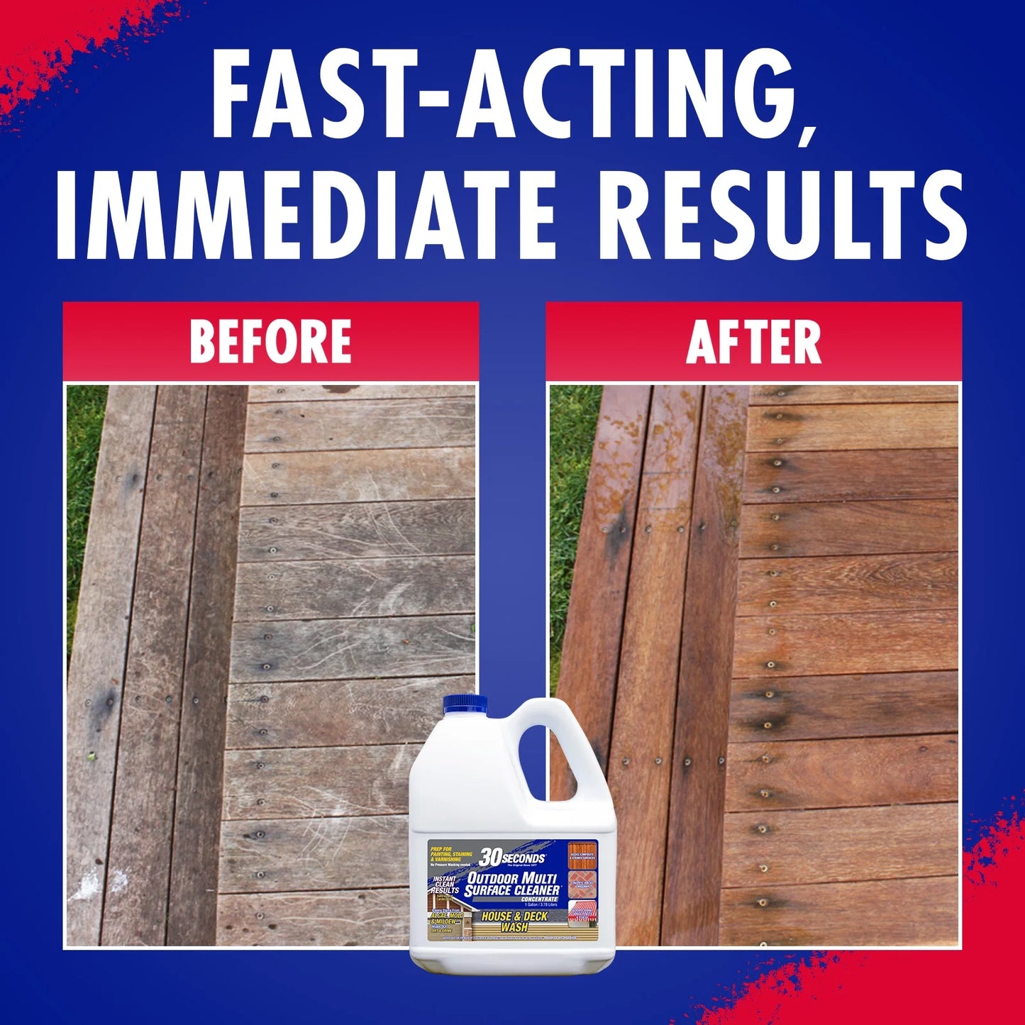 (2 Pack)  Outdoor Multi-Surface Cleaner Concentrate - Cleans Stains from Mildew, Mold & Algae, 1G