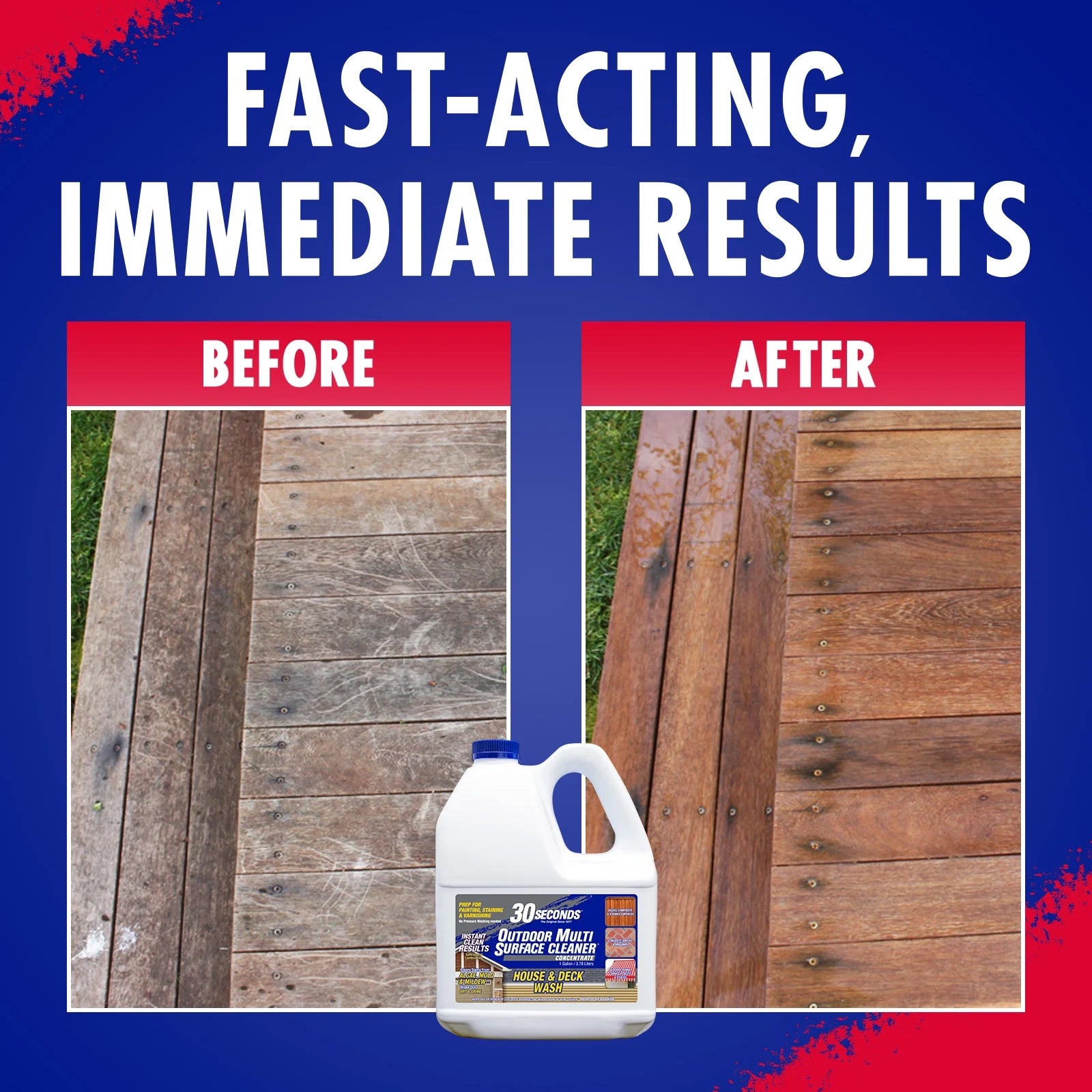 (2 Pack)  Outdoor Multi-Surface Cleaner Concentrate - Cleans Stains from Mildew, Mold & Algae, 1G