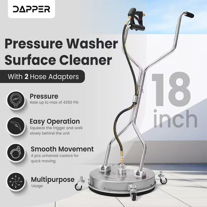 18 In. 4350 PSI Pressure Washer Surface Cleaner with 2 Hose Adapters