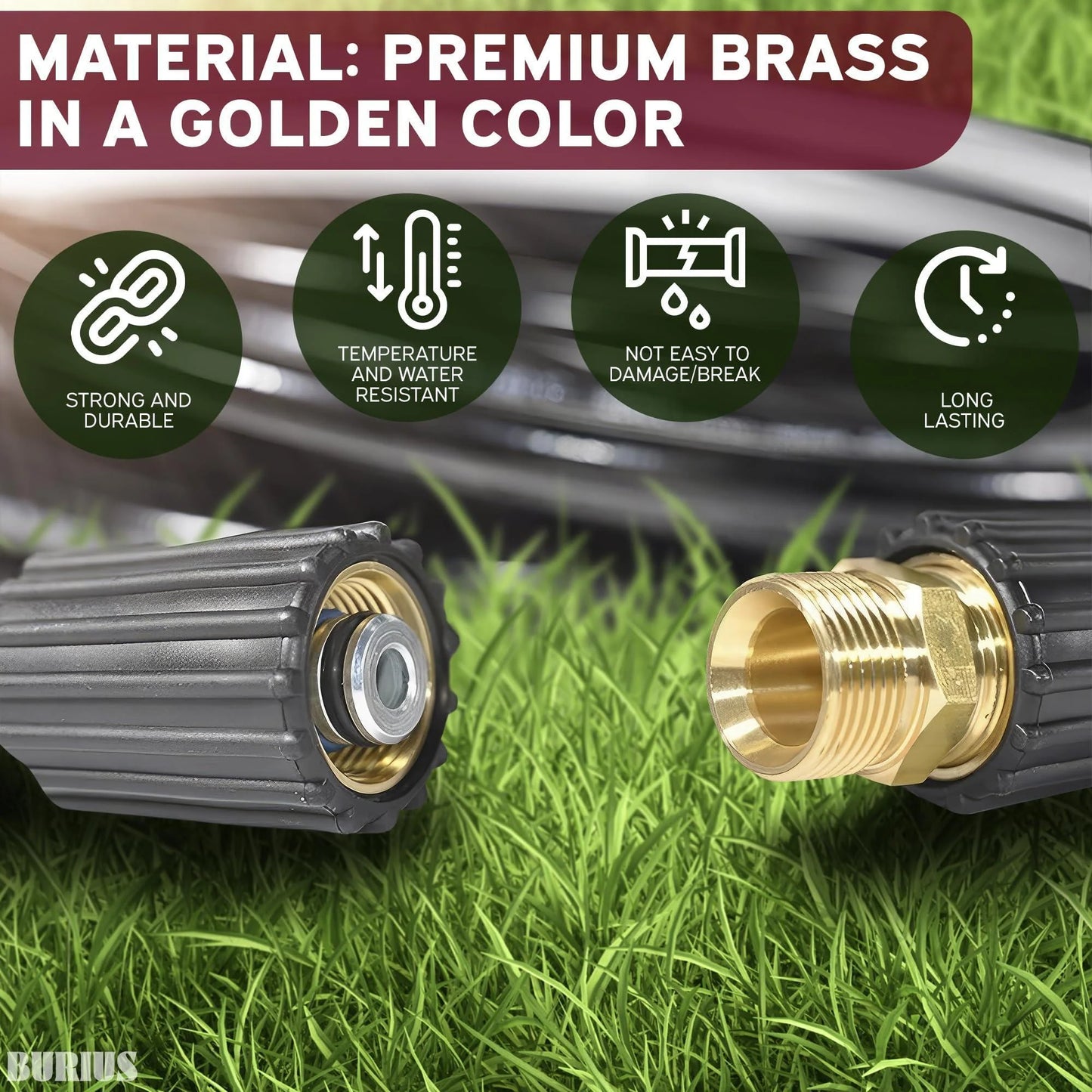 Pressure Washer Hose Connector M22 14Mm Pressure Washer Hose Coupler 4500 PSI Heavy Duty Brass Quick Connect and No Leak Design Easy & Secure Installation for Home & Professional Use