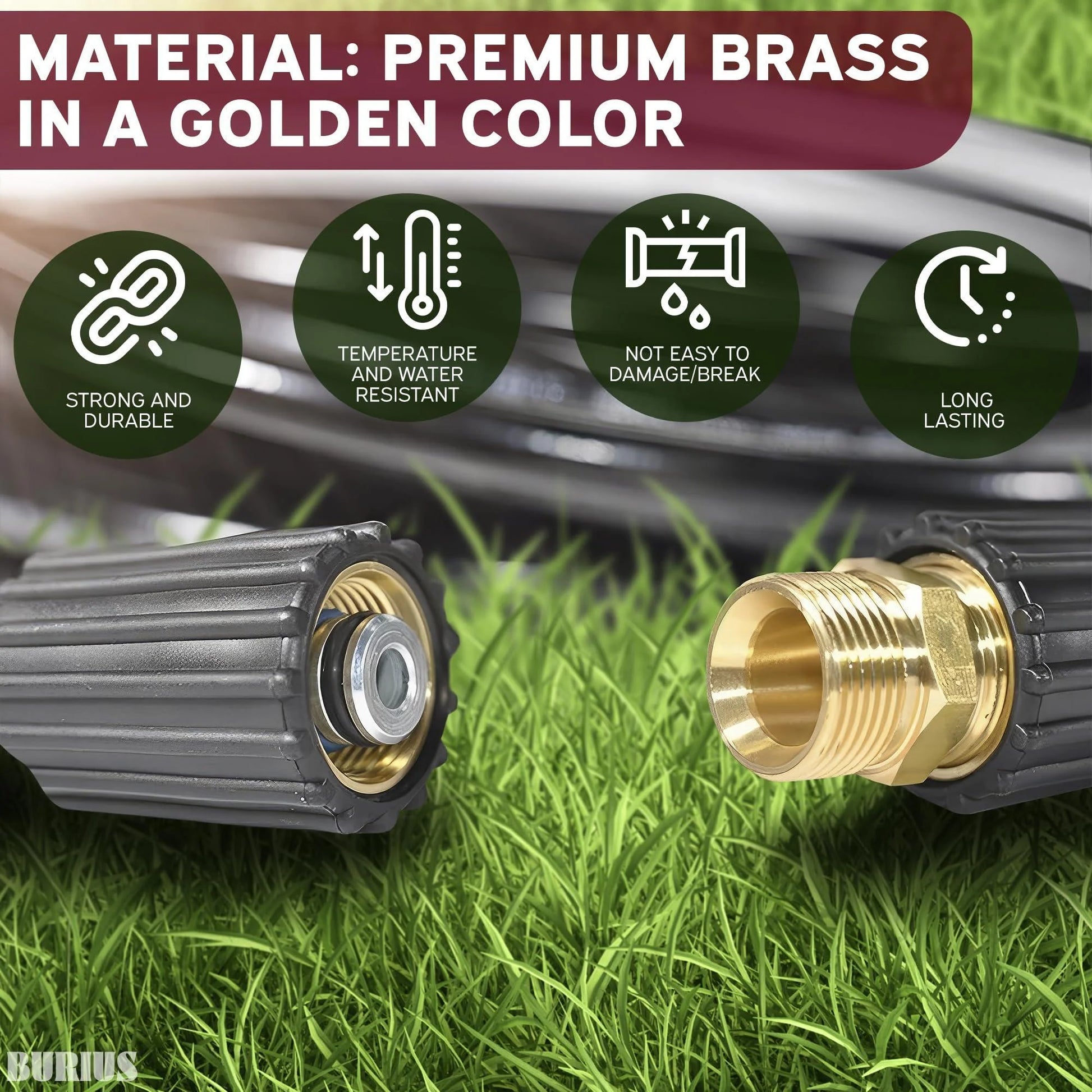 Pressure Washer Hose Connector M22 14Mm Pressure Washer Hose Coupler 4500 PSI Heavy Duty Brass Quick Connect and No Leak Design Easy & Secure Installation for Home & Professional Use