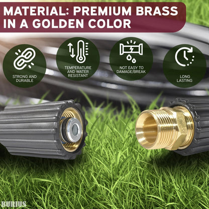 Pressure Washer Hose Connector M22 14Mm Pressure Washer Hose Coupler 4500 PSI Heavy Duty Brass Quick Connect and No Leak Design Easy & Secure Installation for Home & Professional Use