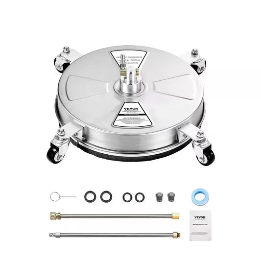 Pressure Washer Surface Cleaner 15 In. Stainless Steel Pressure Washer Surface Cleaner with 4-Wheels, Max 4000 PSI