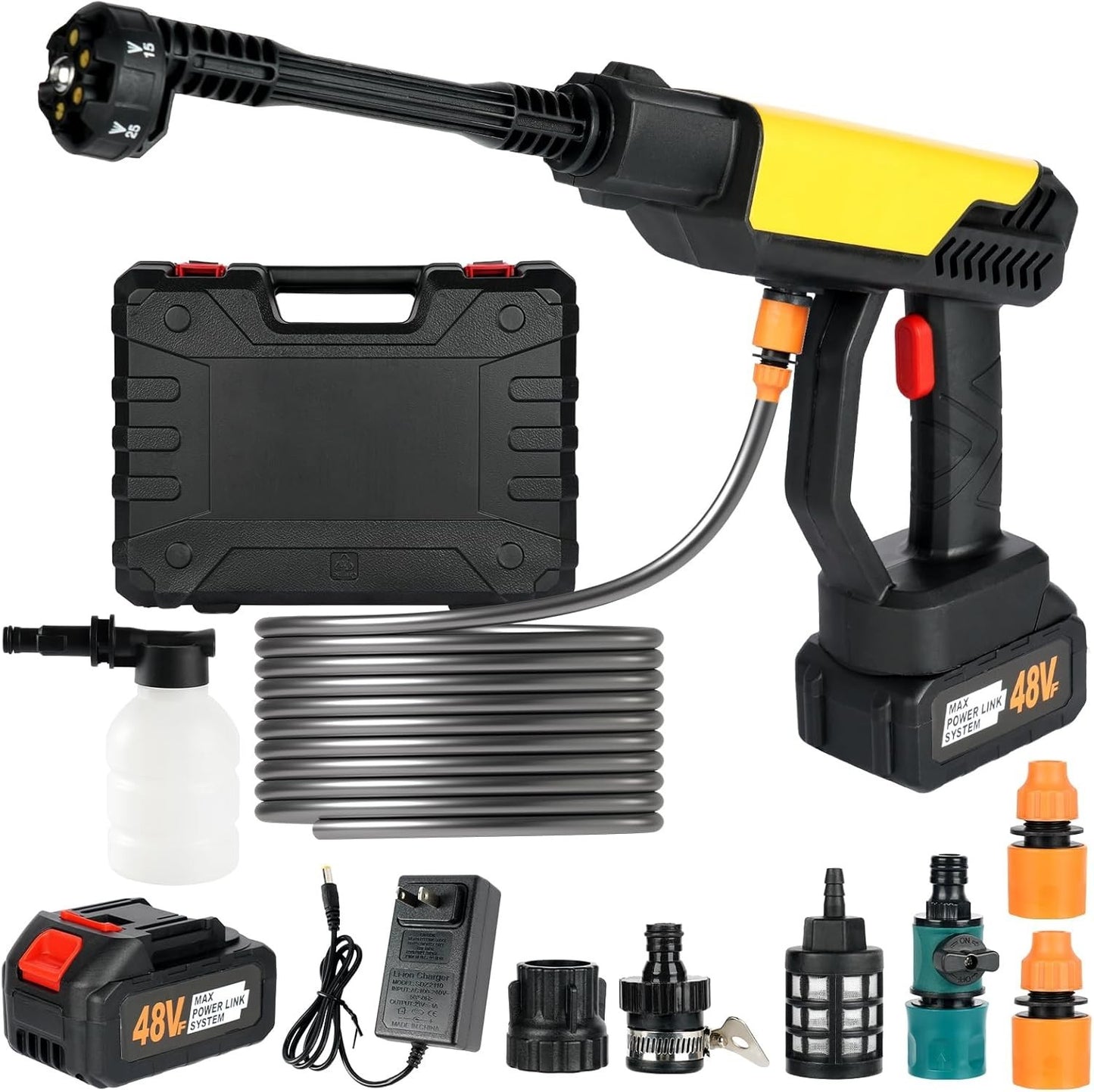Cordless Pressure Washer, 990 PSI Portable Battery Power Washer with 6-In-1 N...