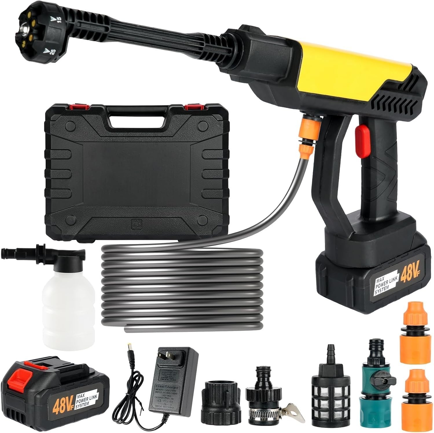 Cordless Pressure Washer, 990 PSI Portable Battery Power Washer with 6-In-1 N...