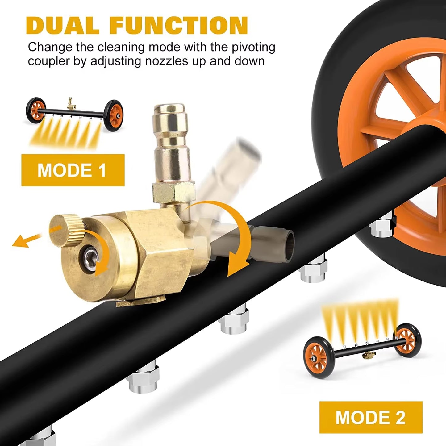 Pressure Washer Surface Cleaner Water Broom under Car Chassis Floor Wash 4000PSI Power Washer Attachment for Car Deck Garden