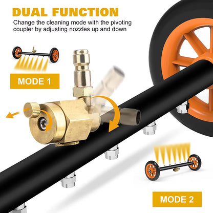 Pressure Washer Surface Cleaner Water Broom under Car Chassis Floor Wash 4000PSI Power Washer Attachment for Car Deck Garden