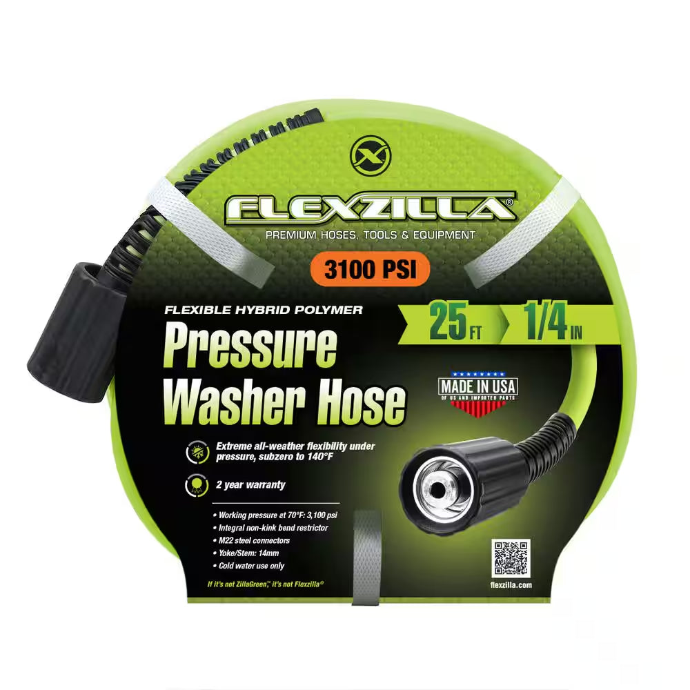 1/4 In. X 25 Ft. 3100 PSI Pressure Washer Hose with M22 Fittings