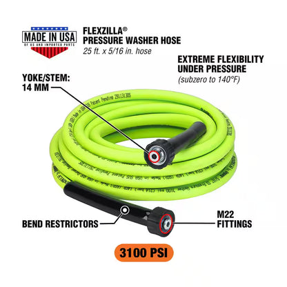 5/16 In. X 25 Ft. 3100 PSI Pressure Washer Hose with M22 Fittings