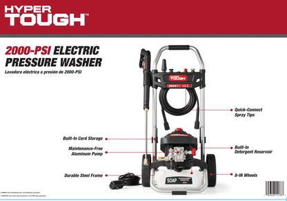 2000 PSI at 1.2 GPM 120 V Electric Powered Cold Water Pressure Washer