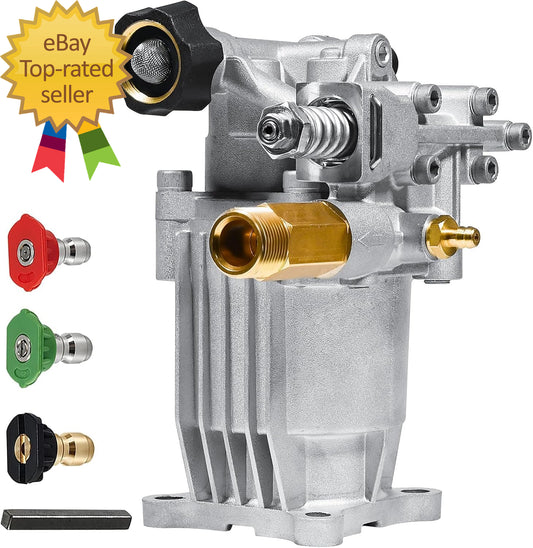 3/4" Shaft Horizontal Pressure Washer Pump 2600-3300 PSI 2.5 GPM Power Wash