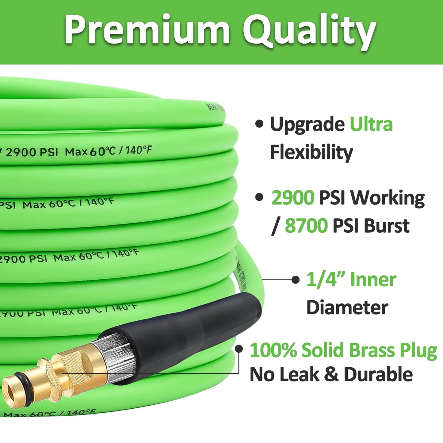 15M/50Ft Pressure Washer Replacement Hose Super Flexible Hose 2900 PSI Kink Resistant Hose for Karcher K2-K7 Quick Connector