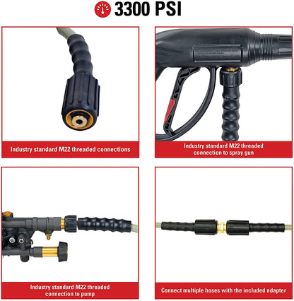 Simpson Cleaning 40224 Morflex Series 3300 PSI Pressure Washer Hose, 1/4" by 25'