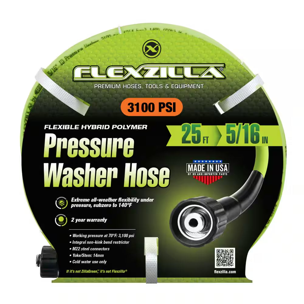 5/16 In. X 25 Ft. 3100 PSI Pressure Washer Hose with M22 Fittings