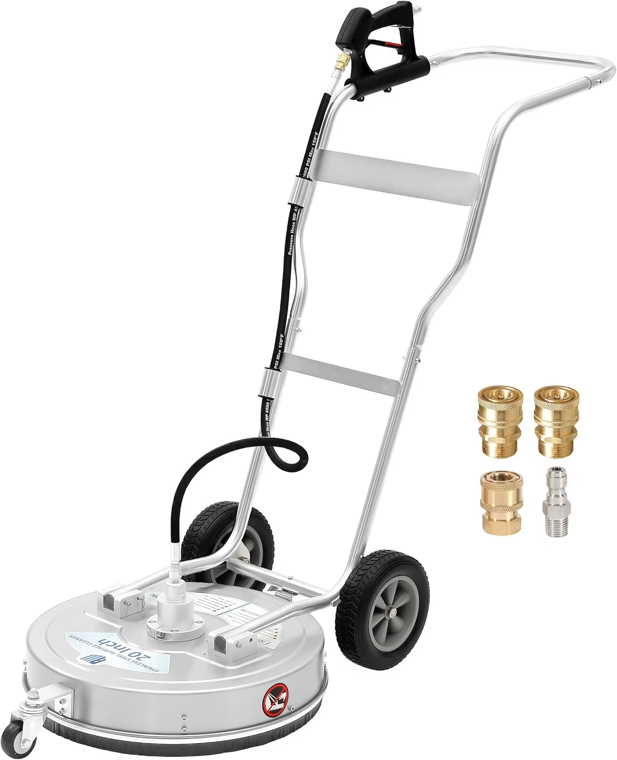 20'' Pressure Washer Surface Cleaner, 4500 PSI, Dual Handle with 4 Wheels for Driveways, Sidewalks, Patios, Decks