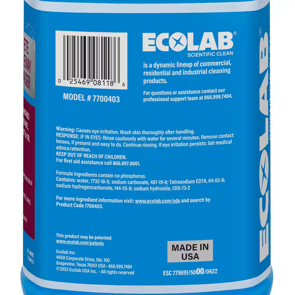 1 Gal. Concrete and Driveway Degreaser Concentrate Pressure Wash, Dissolves Grease and Buildup on Brick and Tile