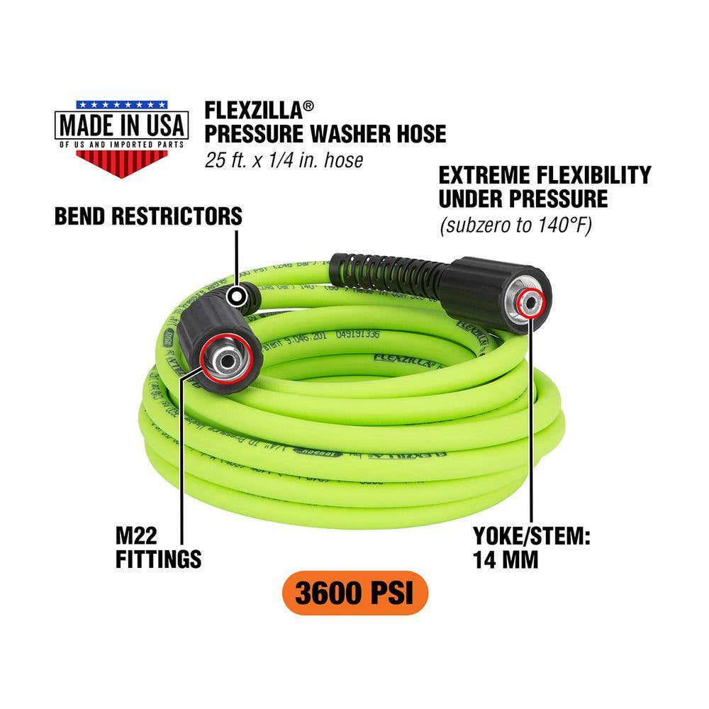1/4 In. X 25 Ft. 3600 PSI Pressure Washer Hose with M22 Fittings