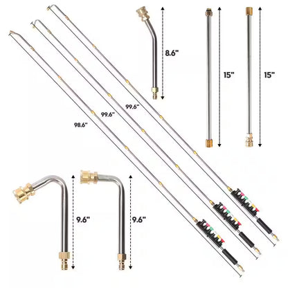 9 Pcs 4000 PSI Stainless Steel Pressure Washer Extension Wand, 1/4 " Quick Connect Power Washer Lance with 6 Nozzle Tips