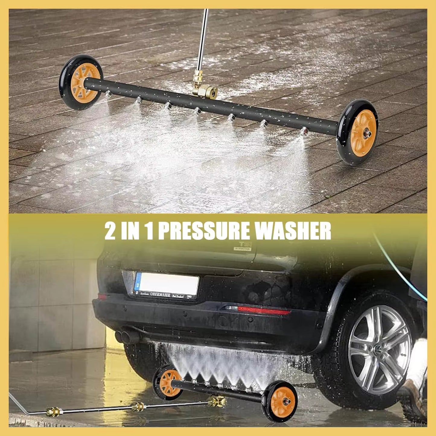 Pressure Washer Surface Cleaner Water Broom under Car Chassis Floor Wash 4000PSI Power Washer Attachment for Car Deck Garden
