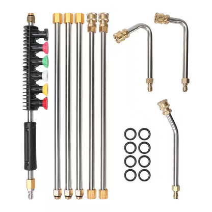 9 Pcs 4000 PSI Stainless Steel Pressure Washer Extension Wand, 1/4 " Quick Connect Power Washer Lance with 6 Nozzle Tips