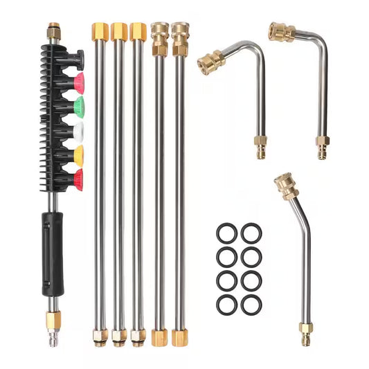 9 Pcs 4000 PSI Stainless Steel Pressure Washer Extension Wand, 1/4 " Quick Connect Power Washer Lance with 6 Nozzle Tips