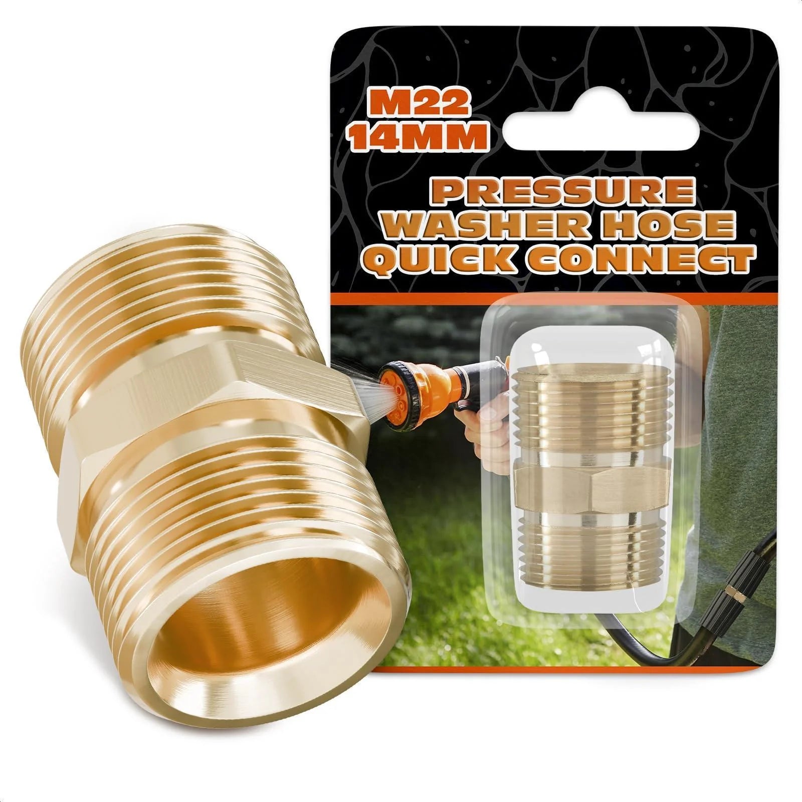 Pressure Washer Hose Connector M22 14Mm Pressure Washer Hose Coupler 4500 PSI Heavy Duty Brass Quick Connect and No Leak Design Easy & Secure Installation for Home & Professional Use
