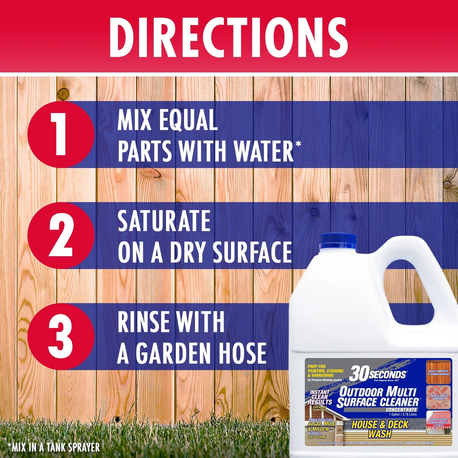 (2 Pack)  Outdoor Multi-Surface Cleaner Concentrate - Cleans Stains from Mildew, Mold & Algae, 1G