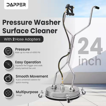 24 In. 4350 PSI Pressure Washer Surface Cleaner with 2 Hose Adapters