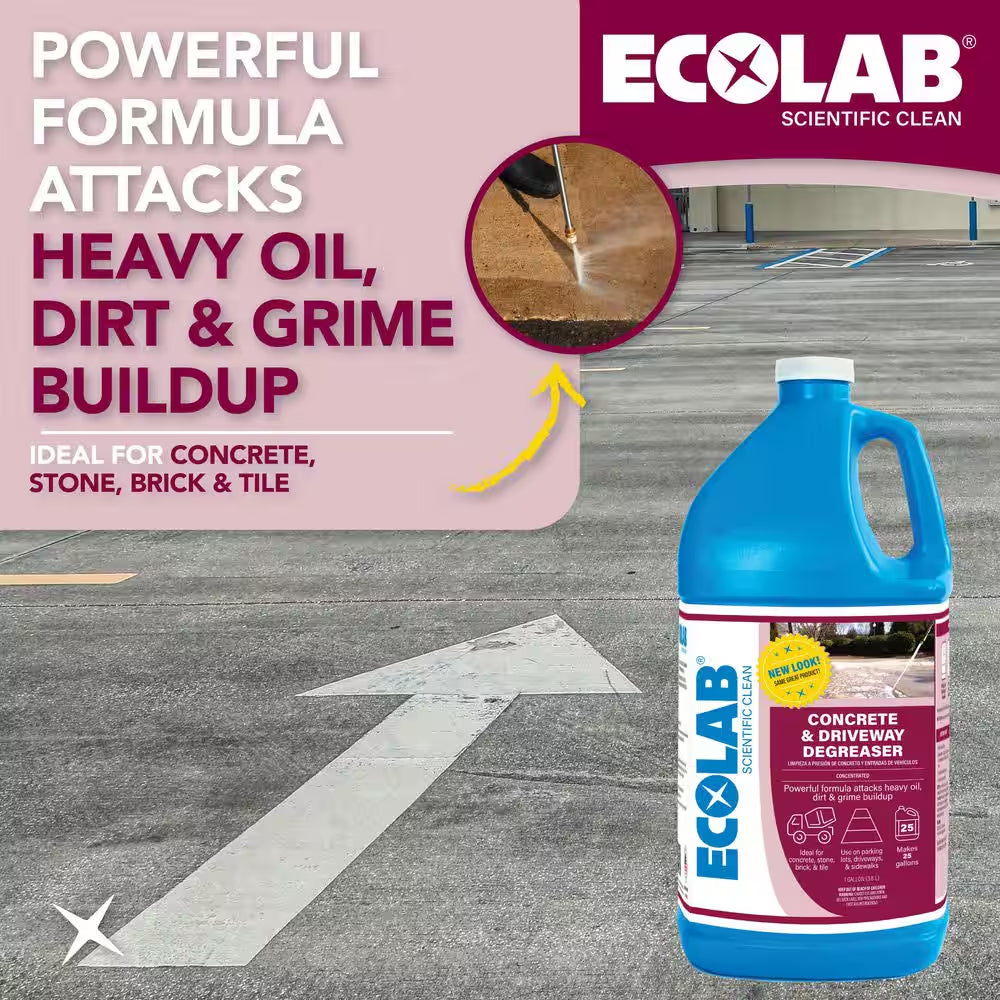 1 Gal. Concrete and Driveway Degreaser Concentrate Pressure Wash, Dissolves Grease and Buildup on Brick and Tile