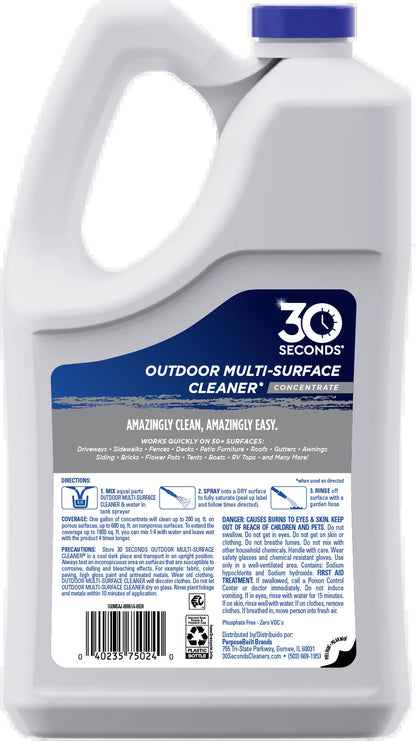(2 Pack)  Outdoor Multi-Surface Cleaner Concentrate - Cleans Stains from Mildew, Mold & Algae, 1G